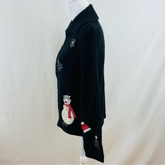 NWT Charter Club Christmas Snowman Full Zip Wool Cardigan Jacket Size M - Picture 5 of 16